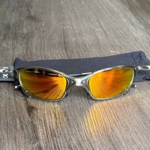 Like new-OAKLEY Juliet X-METAL Men's Sunglasses Eyewear Chrome FIRE IRIDIUM